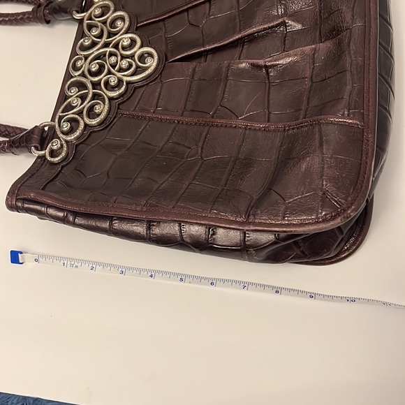 Brighton, Brown crocodile, print, leather shoulder bag - Picture 3 of 12